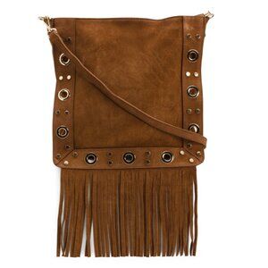 MARLON Cuoio Made In Italy Suede Fringe Crossbody
